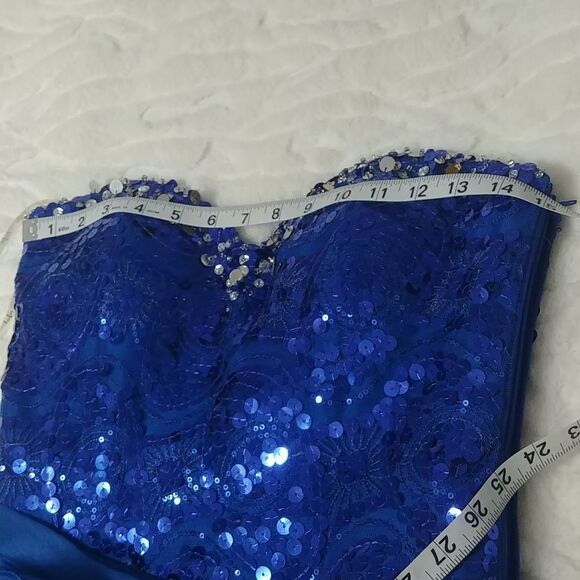 NWT LAFEE E147058 Cobalt Sweetheart Neckline Blue Strapless Prom Dress 4 - Picture 9 of 13